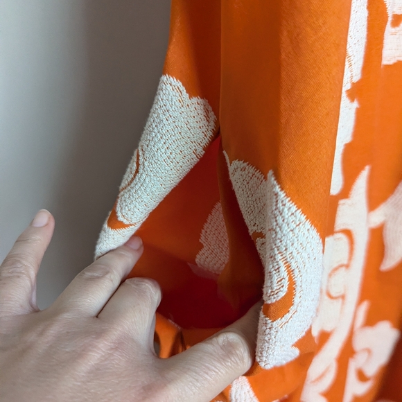 ANTHROPOLOGY EXQUISE Orange Floral Embroidered Cotton Phoebe Maxi Dress Medium - Picture 5 of 15